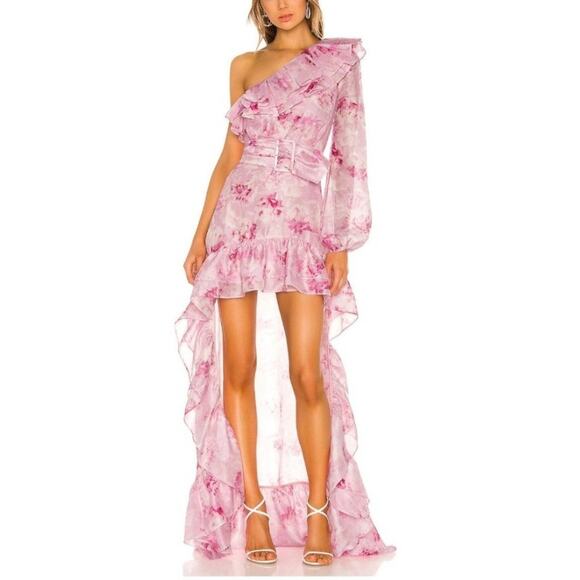 Atoir The Whirlwind Dress Peony Print High-Low One Shoulder Pink Women Sz 2 NWT - Picture 1 of 10